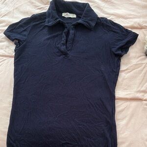 Hollister Dark Blue Ribbed Shirt